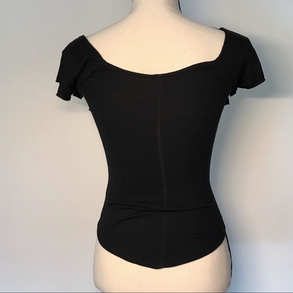 Free People top with flutter sleeve & ruffle front - Picture 2 of 6